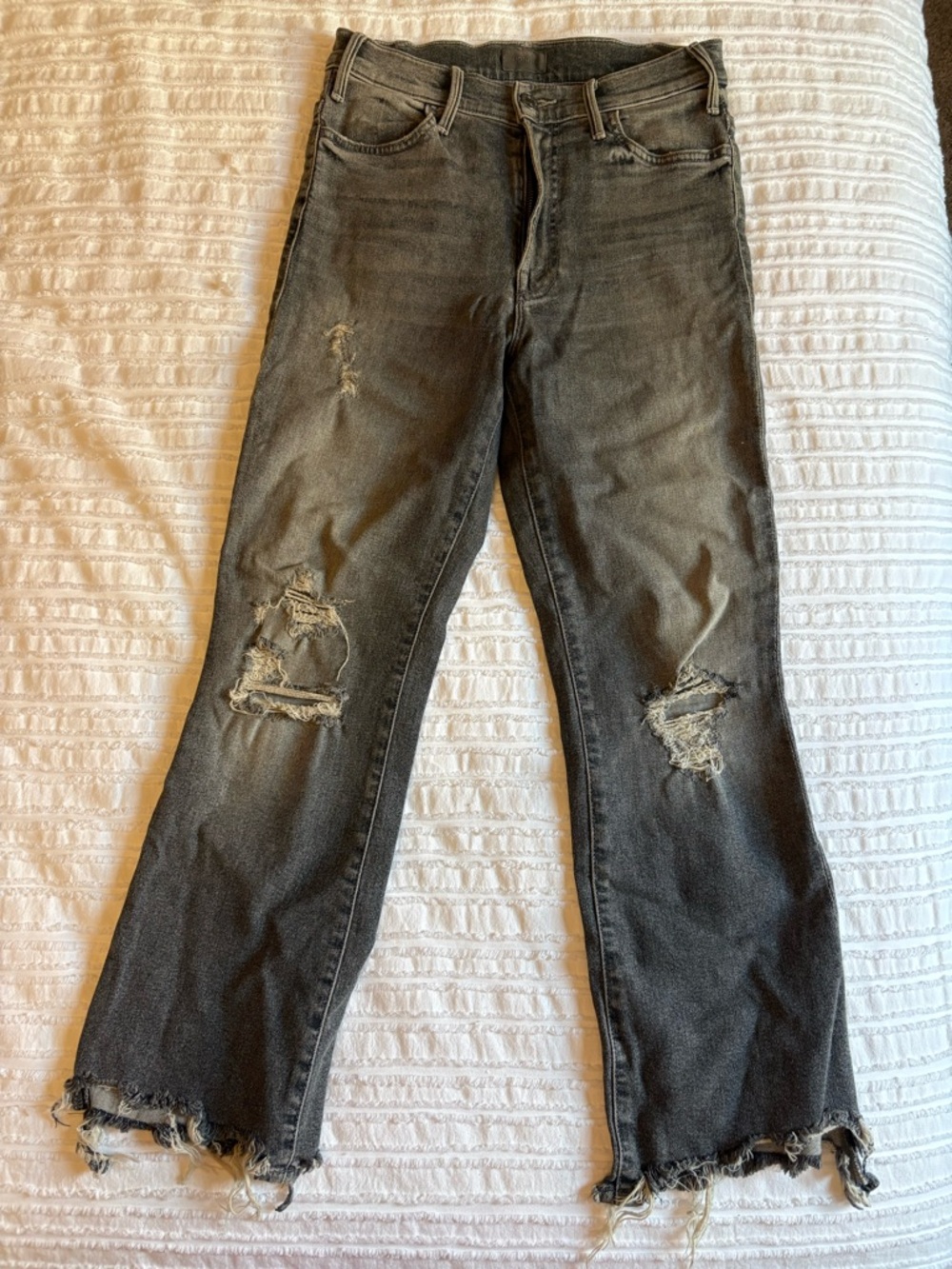 MOTHER Women’s Black Distressed Bootcut Jeans